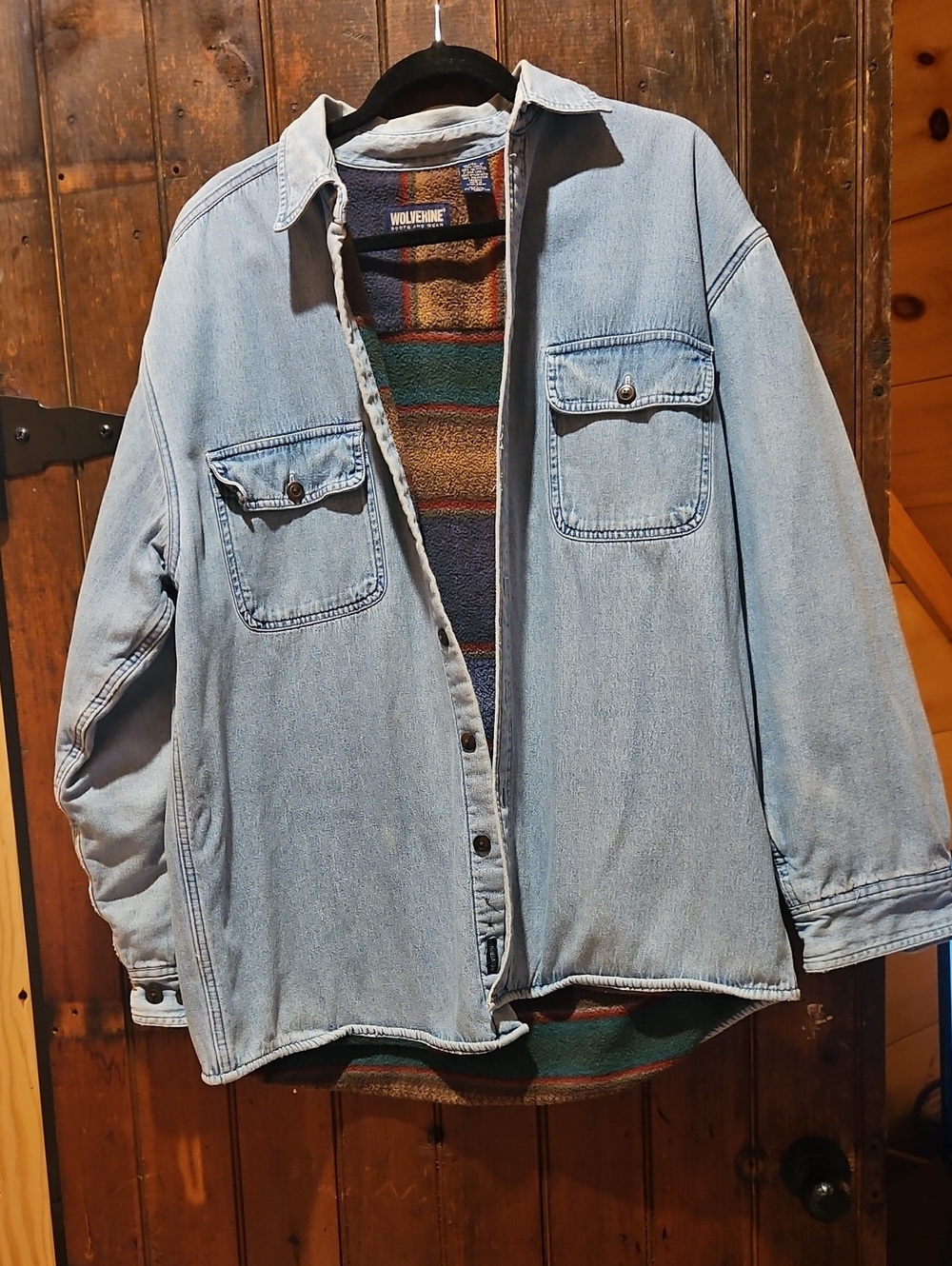 Wolverine Light Blue Denim Shirt Jacket with Striped Liner